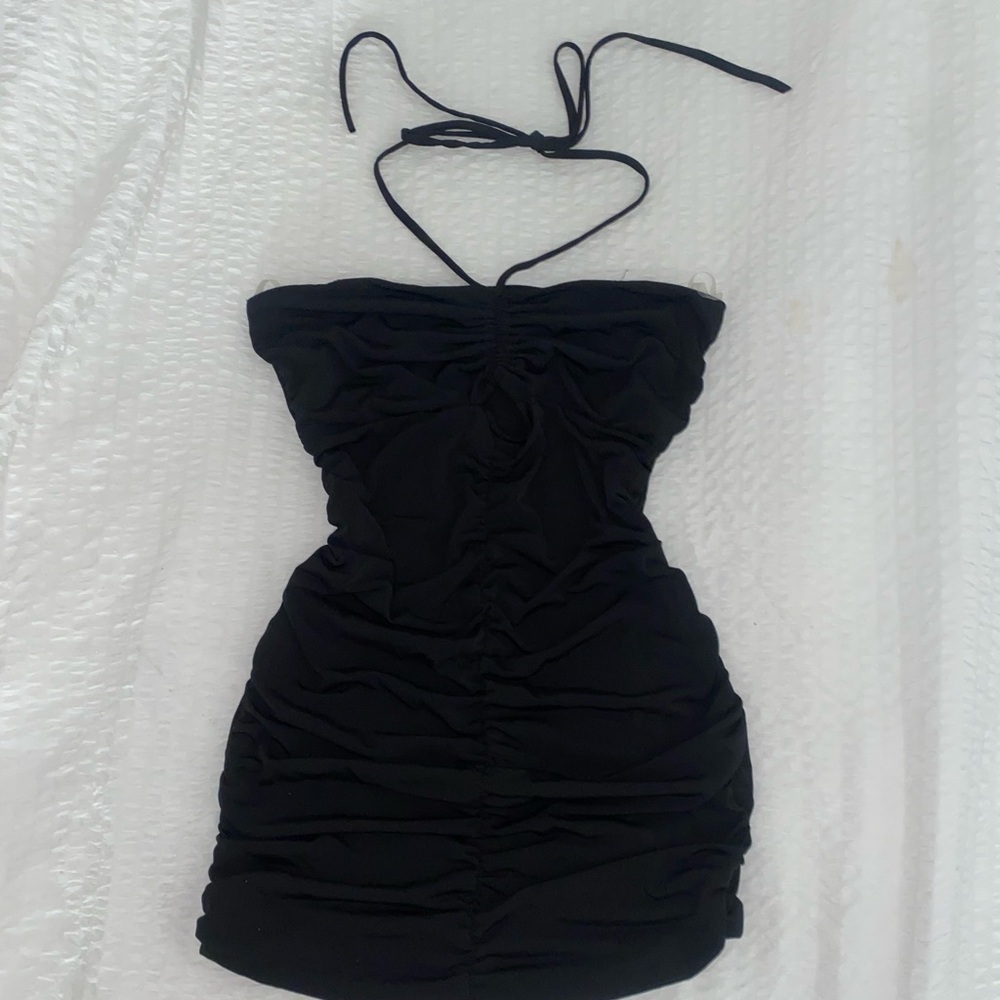 Halter neck mini dress